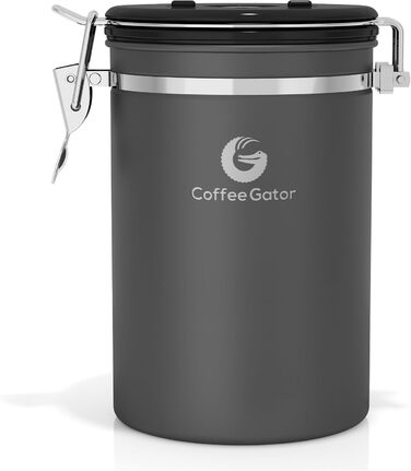 Набір кавових контейнерів Coffee Gator з нержавіючої сталі (2 шт.) - для кави в зернах та меленої, з датою, CO2-вентилем та мірною ложкою