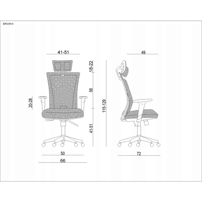 Ергономічне офісне крісло ERGONIC: чорне, обертове, з синхромеханізмом та підвищеним комфортом