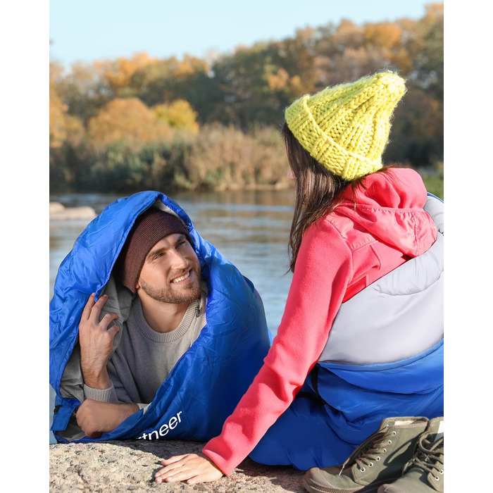 Сплячий мішок Outdoor Sportneer для дорослих та дітей - легкий спальник для кемпінгу, походів, рюкзаків, 220x75 см, блакитний