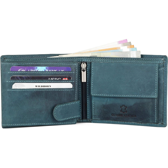 Чоловічий шкіряний гаманець WildHorn Antlers Hunter Blue