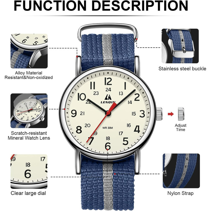 Годинник чоловічий LN LENQIN військовий вологостійкий з комфортним ремінцем, спортивний, блакитний