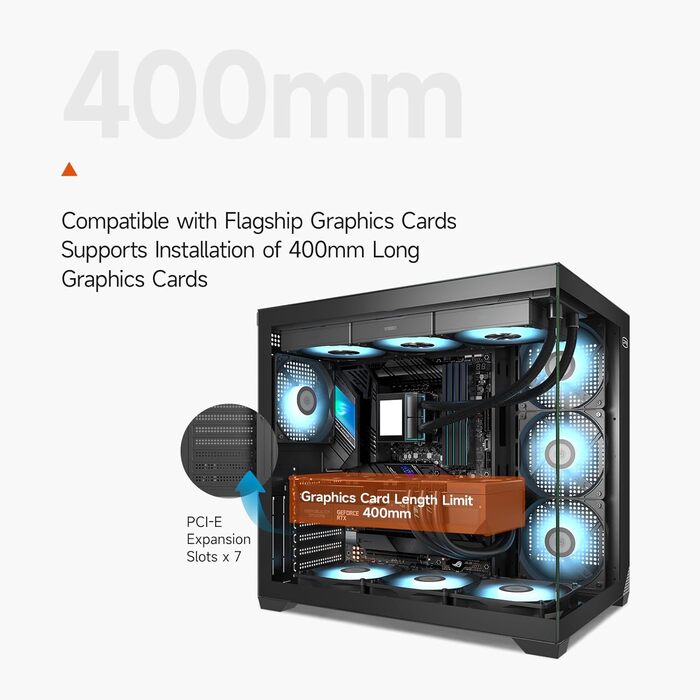 Корпус PCCOOLER C3T500 ARGB Tower ATX: 6 вентиляторів ARGB, підтримка RTX 40, подвійне скляне бокове вікно, чорний