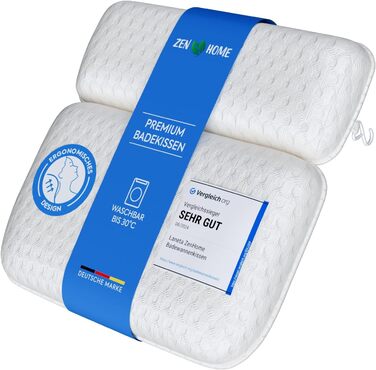 Bathtub Pillow • Ergonomic & Muscle-Relaxing Premium Bathtub Pillow • New 5D Special Foam • German Design • Climate Neutral & Sustainably Produced • Bathtub Pillow Neck Pillow Bathtub (White-3D)