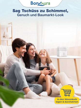 Зволожувач повітря BonAura® без електроенергії для підвалів, ванних кімнат та інших приміщень - набір гранул осушувача (450г) - захист від плісняви, колір Off White
