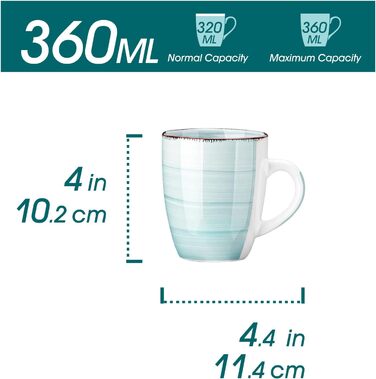 Набір чашок Vancasso Bonita, 6 шт., 350 мл, блакитний, кераміка