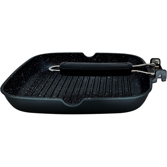 Гриль-сковорода Brieve Black Titanium індукційна, алюмінієва, з антипригарним покриттям, складана, 20x20 см