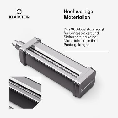 Кухонна машина Klarstein Chiara 1600W з чашею 5L з нержавіючої сталі, 12 швидкостей, LCD-дисплеєм, тиха робота ≤72 dB, набір для випічки, придатний для миття в посудомийній машині, корпус з алюмінію, сірий колір, насадка для пасти Klarstein Chiara