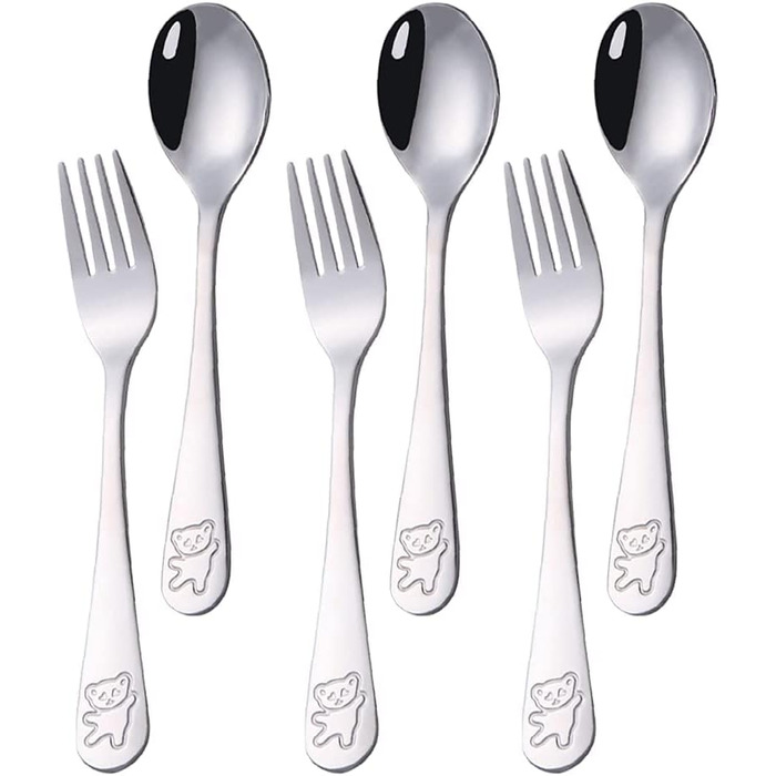 Набір дитячого столового приладдя Edeltahl (6 шт.): ложки, виделки, ложки для дітей від 3 років, з гравіюванням