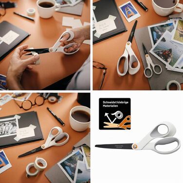 Універсальні ножиці Fiskars з антипригарним покриттям титаном, 21 см, нержавіюча сталь, біло-помаранчеві (1004721)
