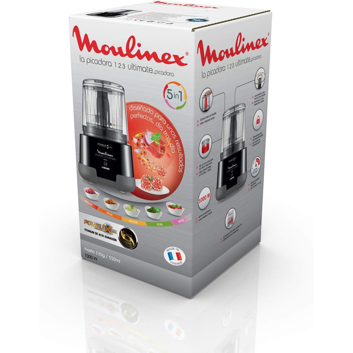 Подрібнювач кухонний Moulinex La Moulinette Ultimate 1000 Вт, 5 функцій, чорний (DP810810)