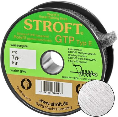 Плетена волосінь WAKU Stroft GTP E, водостійка, сіра, 125 м