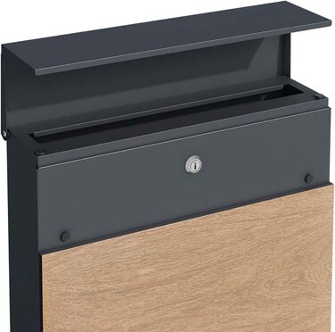 Поштовий ящик настінний SCHARTEC SPB-6 дерев'яний світло-сірий та антрацит з газетницею, сучасний, великий