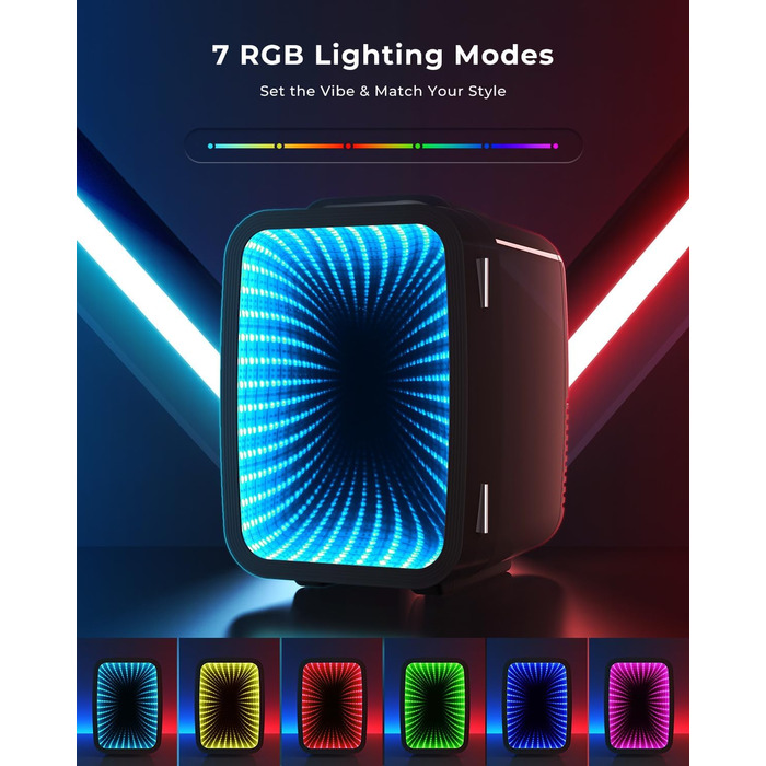 Міні холодильник 4L з RGB підсвіткою, охолодження/підігрів, 2в1, для напоїв та догляду за шкірою, 220V/12V, чорний