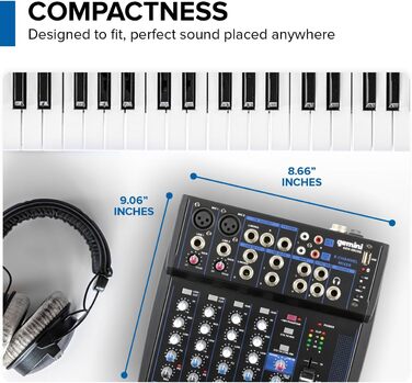 Мікшерний пульт Gemini GEM 08 USB, Bluetooth, 8 каналів, фантомне живлення, USB медіаплеєр, для стрімінгу