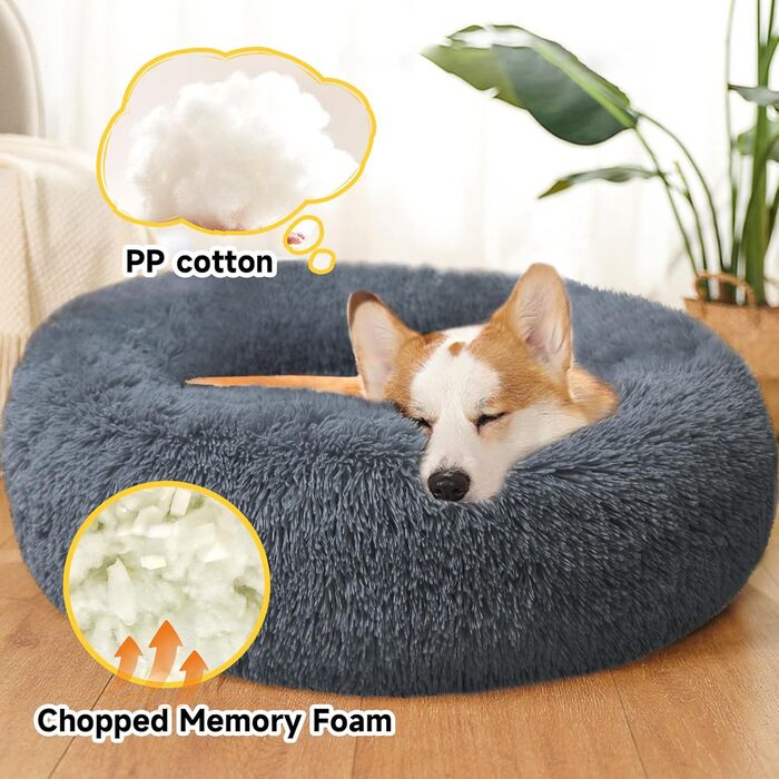 М'яке круглі ліжко для собак та котів, 50 см, рожеве, 80x80x25 см (L x W x H)