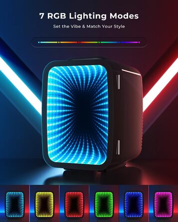 Міні холодильник 4L з RGB підсвіткою, охолодження/підігрів, 2в1, для напоїв та догляду за шкірою, 220V/12V, чорний