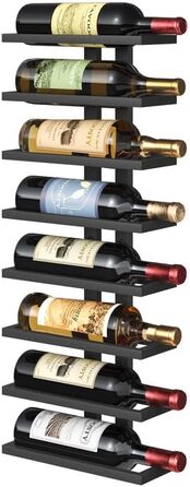 Настінна вітрина для вина FAVOOOSTY з 8 ярусами, металева, чорна (2 шт.)