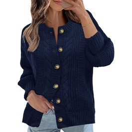 Жіночий кардиган Rapbin: короткий рукав, в'язаний, вільний крій, повсякденний стиль, осінь, з ґудзиками, темно-синій