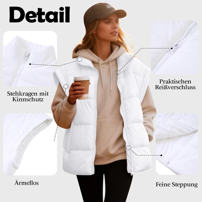 Легка степкова жилетка Daen Weste з коміром-стійкою для активного відпочинку, осінь/зима, розміри S-XXL (білий, M)