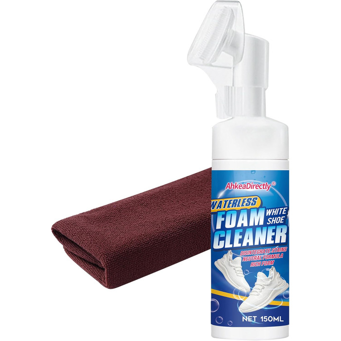 AhkeaDirectly 150 ml Shoe Cleaning Set, White Sneaker Cleaner, Water-Free Foam Sneaker Cleaner, White Shoes, Suede, Boots, Canvas, PU, Fabric, etc. Environmentally Friendly