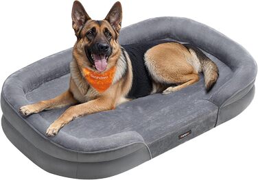 Ліжко для собак Feandrea, ортопедичне, велике, 122 x 85 x 20 см, водонепроникне, знімний чохол, сіре