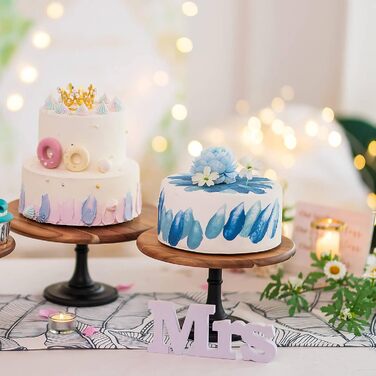 Дзеркальце для торта NUPTIO, 3 шт. в наборі: дерев'яний, рустикальний, для весілля, дня народження, дитячого свята, десертів та тістечок (чорний, 25.5 см)