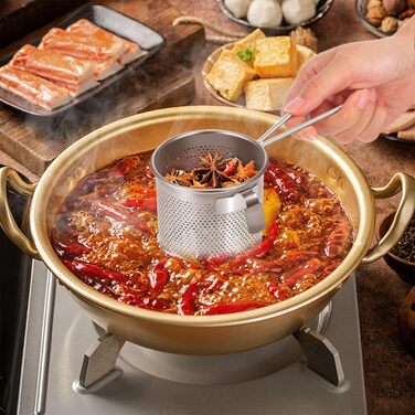 Дуршлаг з гачками Operitacx Hot-Pot, нержавіюча сталь, дрібна сітка 6.5 дюймів для макаронів, овочів, кухні та ресторану