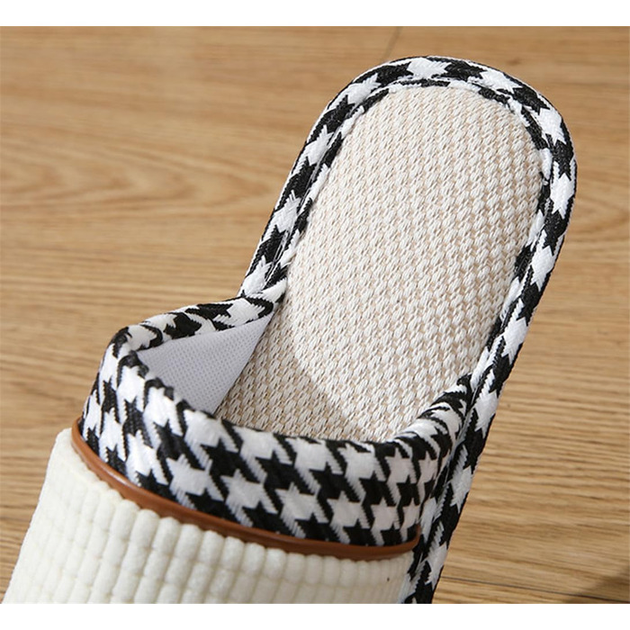 Зимові тапочки для гостей з льону, унісекс. Теплі, миючі, з антиковзким покриттям. Тапочки для дому, 36/37 EU, бежеві