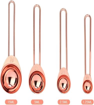 Measuring spoons, measuring cups, measuring spoon set, cake measuring cup, baking tools, buckle, measuring cups, measuring spoon set, rose gold (rose gold, measuring cups set of 4) (rose gold measuring spoons set of 4)