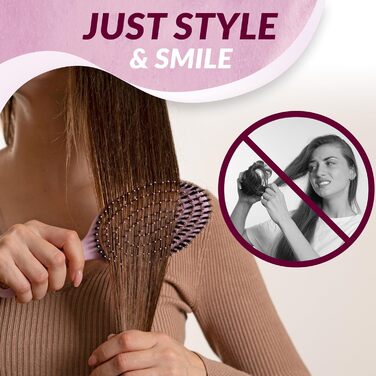 Щітка для волосся marQus Bio з щетиною дикого кабана без заплутування - розпушувач з подвійною спіральною пружиною - професійна щітка для розчісування всіх типів волосся, екологічні матеріали - для мокрого та сухого волосся, блиск, об'єм, Blush Blush-Shin
