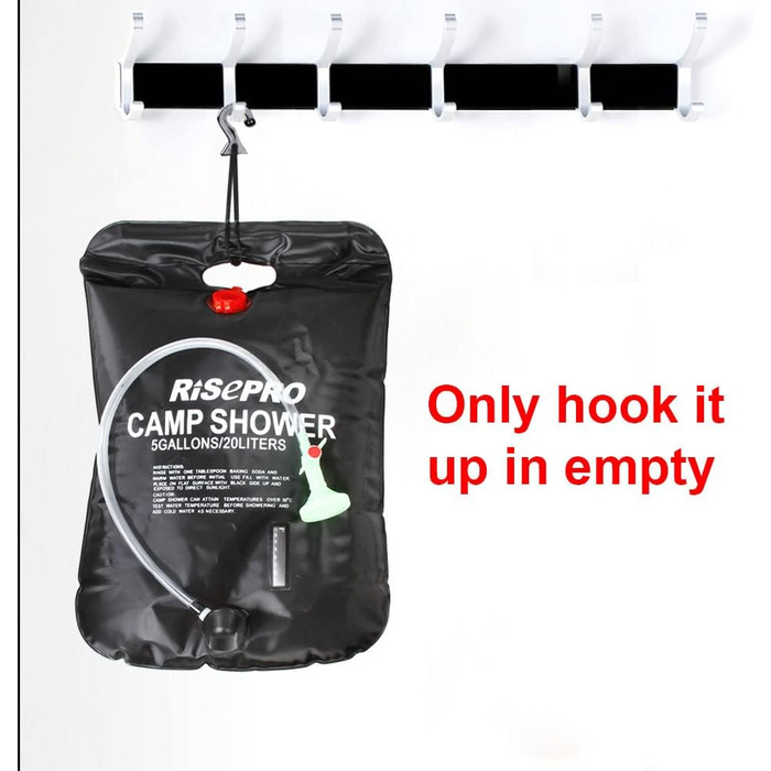 Соняшний душ RISEPRO на 20 літрів (5 галонів) з підігрівом до 45°C - для кемпінгу, подорожей, піших прогулянок та альпінізму