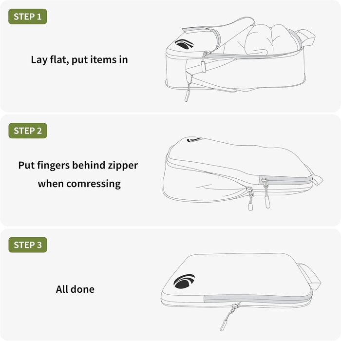 Набір кубиків-органайзерів для подорожей Cipway, 6 шт., зелений, ультралегкі, розширювані