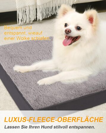 Ортопедичне ліжко для собак KSIIA, великі породи, 105x70 см, знімний чохол, двостороннє, темно-сірий (75x47x7 см)