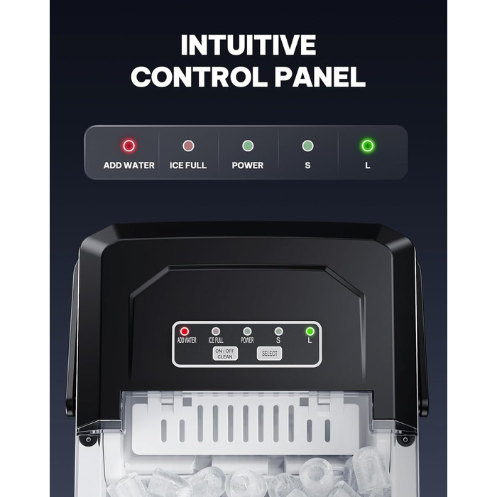 Машина для приготування льоду Silonn з ручним кошиком для льоду – портативна та самоочисна, міні-машина для льоду, 9 кубиків/6 хв, 12 кг/день, легке виймання кубиків льоду та використання будь-де (Edelstahl-IM21, 1.2 L)