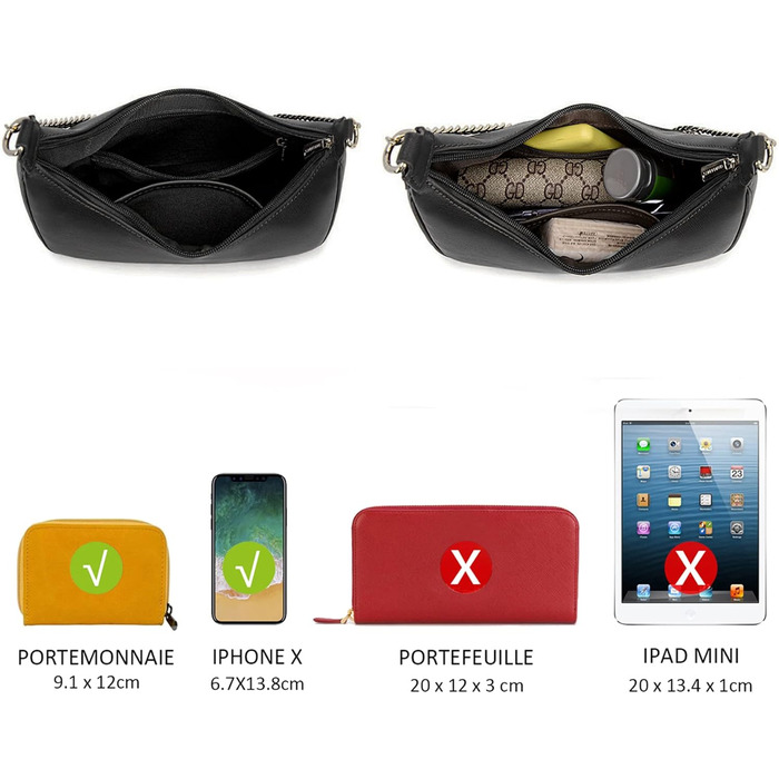 Сумка жіноча David Jones через плече, чорна: елегантна крос-боді сумка з ланцюжком зі штучної шкіри для вечірок та повсякденного використання