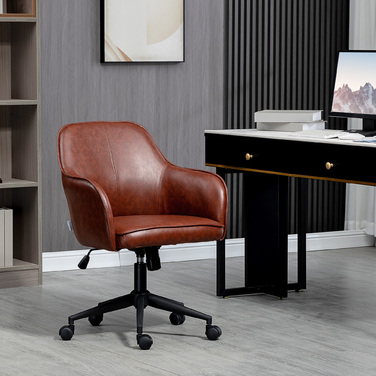 Vinsetto Office Chair Desk Chair with Tilt Function, Height Adjustable 93-101 cm, Weight Capacity up to 120 kg, Faux Leather Look, Brown