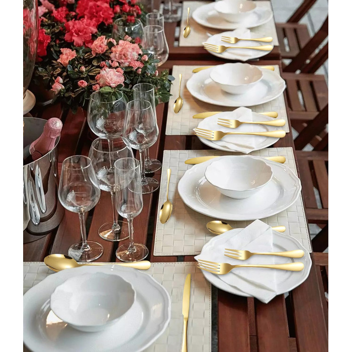12-Person Cutlery Set, 60-Piece Gold Stainless Steel Cutlery Sets, Elegant Dinnerware Cutlery, High-Gloss Polished and Dishwasher Safe, with Knife, Fork, and Spoon, for Home, Party, Restaurant