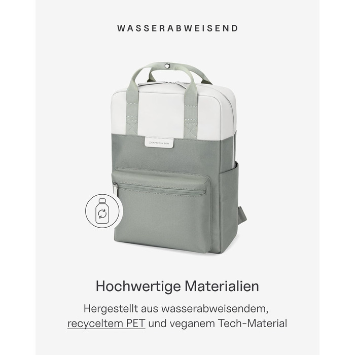 Kapten & Son Bergen Rucksack | Backpack for Women & Men | Daypack | Carry-on Backpack, Daypack | Water-resistant (Medium 11 L, Muted Sage)