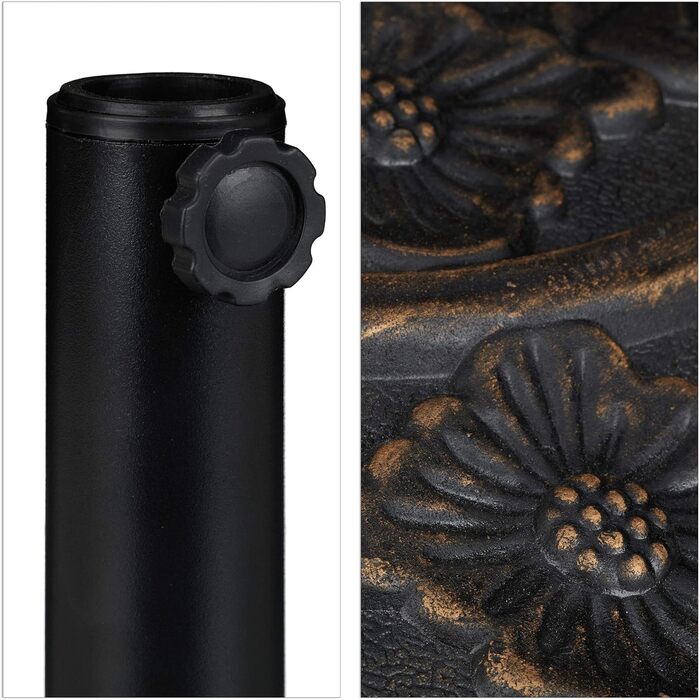 Relaxdays Half-Round Umbrella Stand, Weatherproof, Heavy, Garden & Terrace, Stock Size 38 mm, WxH: 50 x 32 cm, Brown