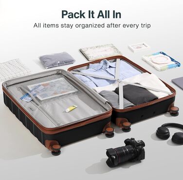 Чемодан VIPbox з жорстким корпусом 75 см (3 роки VIP-сервісу) Розширюваний, легкий, з полікарбонату, велика місткість, з 4 колесами та TSA-замком, преміум-якість, чорний XL