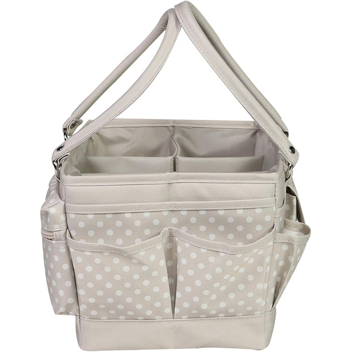 Everything Mary Blaugruner, geometric deluxe store and tote bag, organizer for crafts, sewing, paper, art, desk, canvas, accessories, storage with handles for travel (Light Brown Spotted)