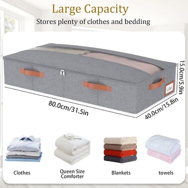 Підліжкові комоди Yawinhe (2 шт.) з прозорим кришкою, сірі, 80x40x15 см - органайзери для зберігання під ліжком