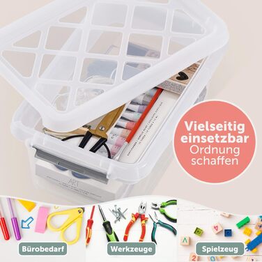Blumtal Storage Box with Lid 32L Plastic - Storage Boxes 36.5x36x26.5 cm - Storage Boxes Made from 100% New Material with Locking Clips - Storage Boxes with Lid (5 Liters, 4-Piece Set)