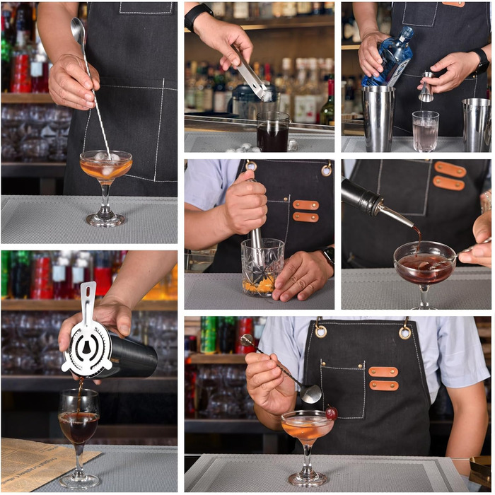 Набір для коктейлів Esmula 550/750 мл, 12 предметів, нержавіюча сталь, професійний набір бармена, подарунок для чоловіків та жінок, стильний набір для домашнього бару + буклет з рецептами