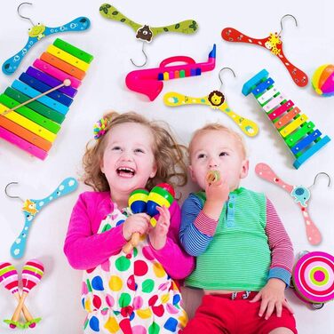 Дерев'яні вішалки для дитячого одягу з мотивом тварин, 12 шт.