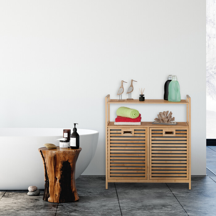 Relaxdays Laundry Basket with 2 Shelves