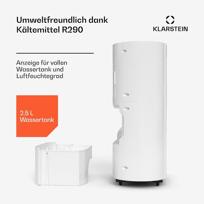 Klarstein AeroDry Smart 12л електросушарка - 12л/день, 2.5л резервуар, 39дБ, WiFi/App/Alexa, LED дисплей, таймер 24г, вугільний фільтр, для приміщень до 18м², преміум якість
