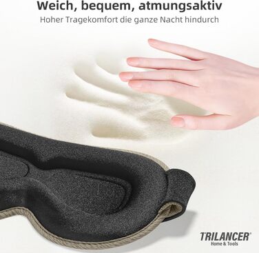 Маска для сну Trilancer з блокуванням світла 99.99%, 3D дизайн, для чоловіків та жінок, комфортна для бічних схилів, для сну, медитації, подорожей та дому (колір: коричневий)