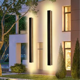 Long Villa Wall Lamp Black Waterproof IP65 Aluminum Acrylic Outdoor LED Wall Lamp for Gardens, Terraces, Bedrooms, Living Rooms, Indoor, 30cm/12w, Warm light (100cm/32w*1)