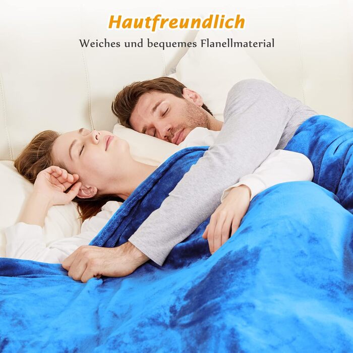 Електрична ковдра Mia&Coco з автовимкненням, 180x200 см, 10 рівнів нагріву, таймер до 9 годин, захист від перегріву, блакитна